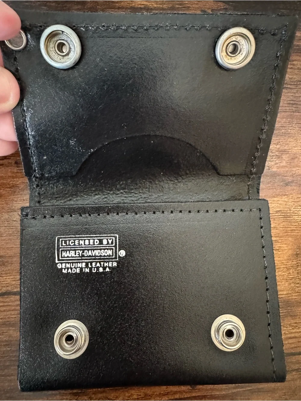 Harley Davidson Genuine Leather Biker Wallet Eagle Made in USA Black